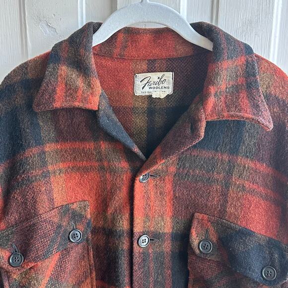 Vintage 1950s Faribault Woolen Mills Faribo Woolens Wool Plaid Shirt Jacket - Picture 3 of 7